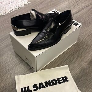 Jil Sander Black Leather Loafers